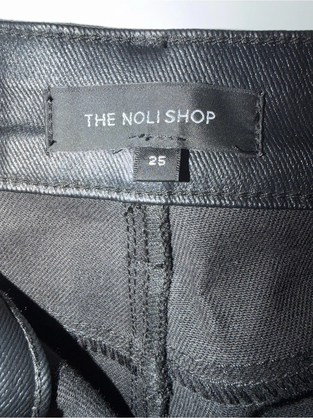 Noli Black Faux Leather Flare Jeans